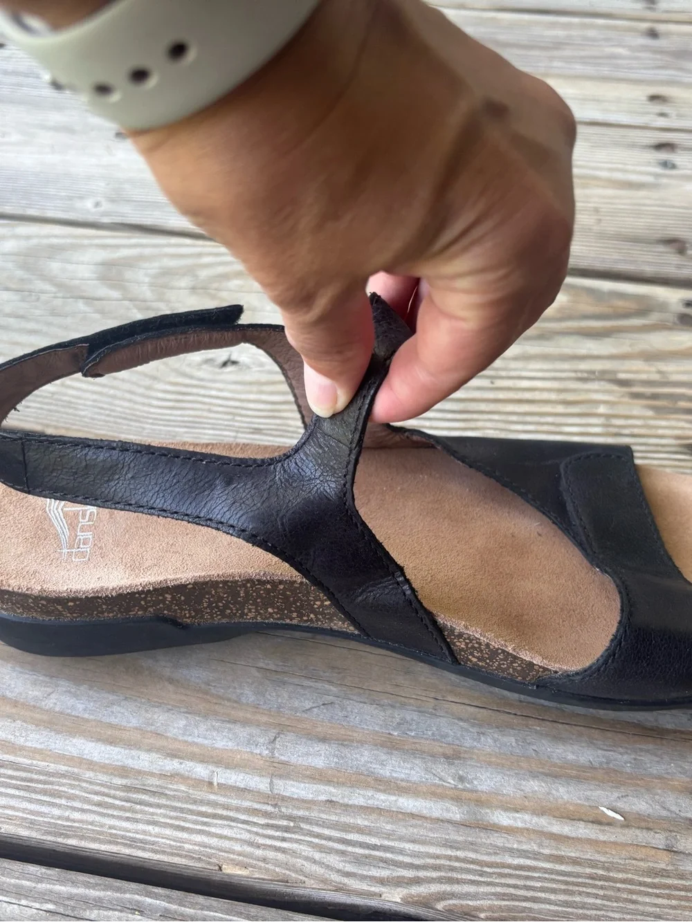 Dansko Ronda Women's Black Leather Slingback Sandals Hook & Loop EU 40 US 10